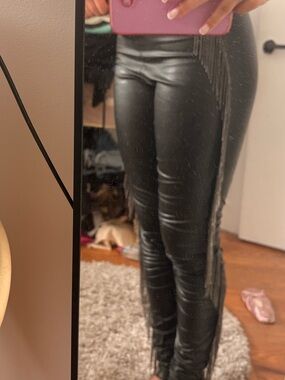 Plein Sud leather fringe skinny pant